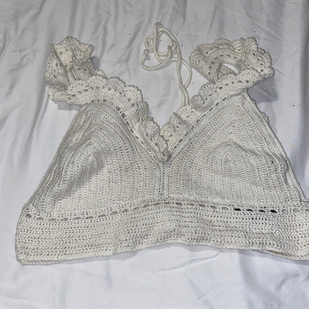 white crochet crop top